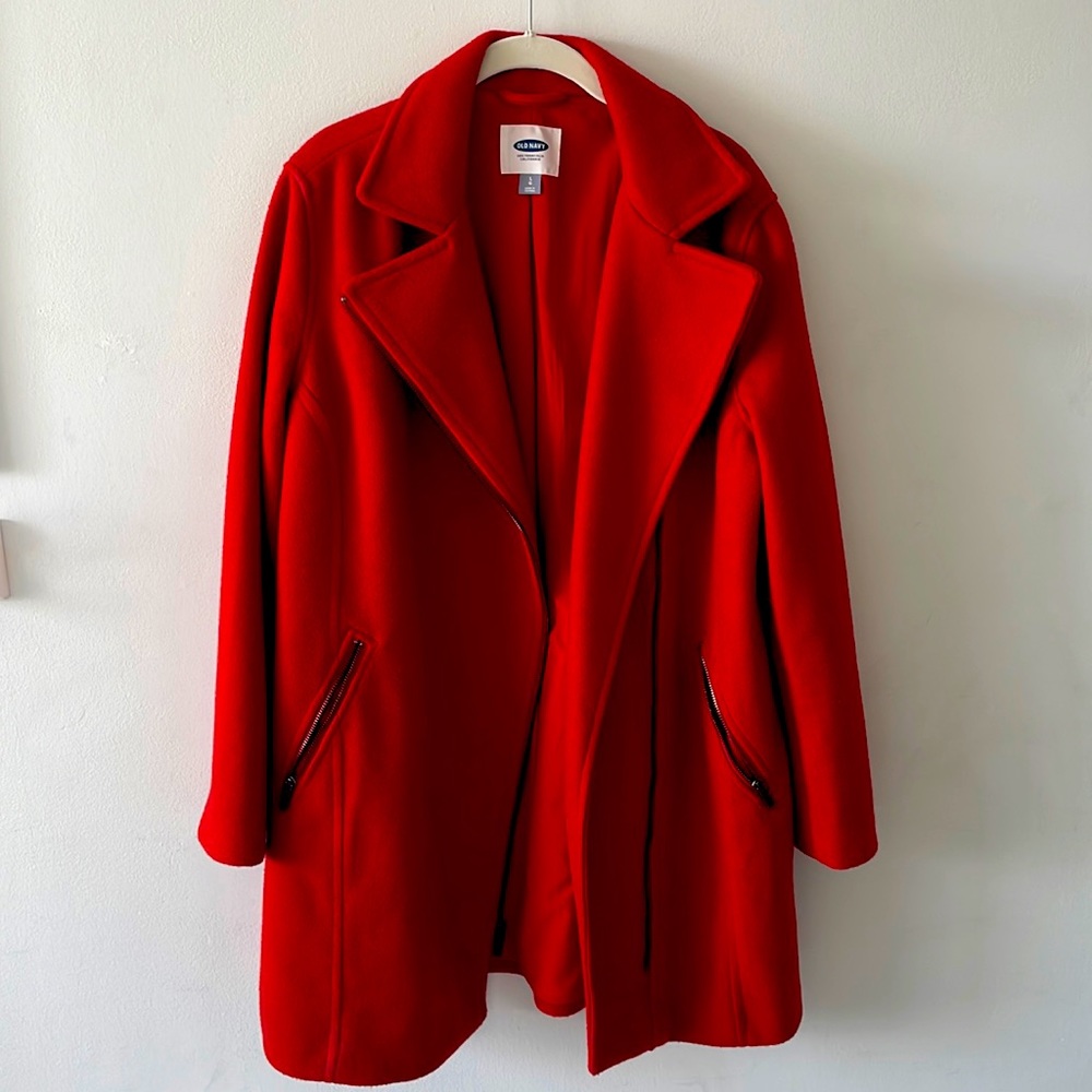 Red Full Length Old Navy Pea Coat
